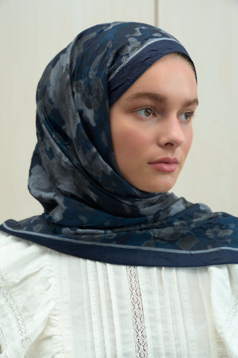 Pretty Kraş Şal - Lacivert-Gri - 4