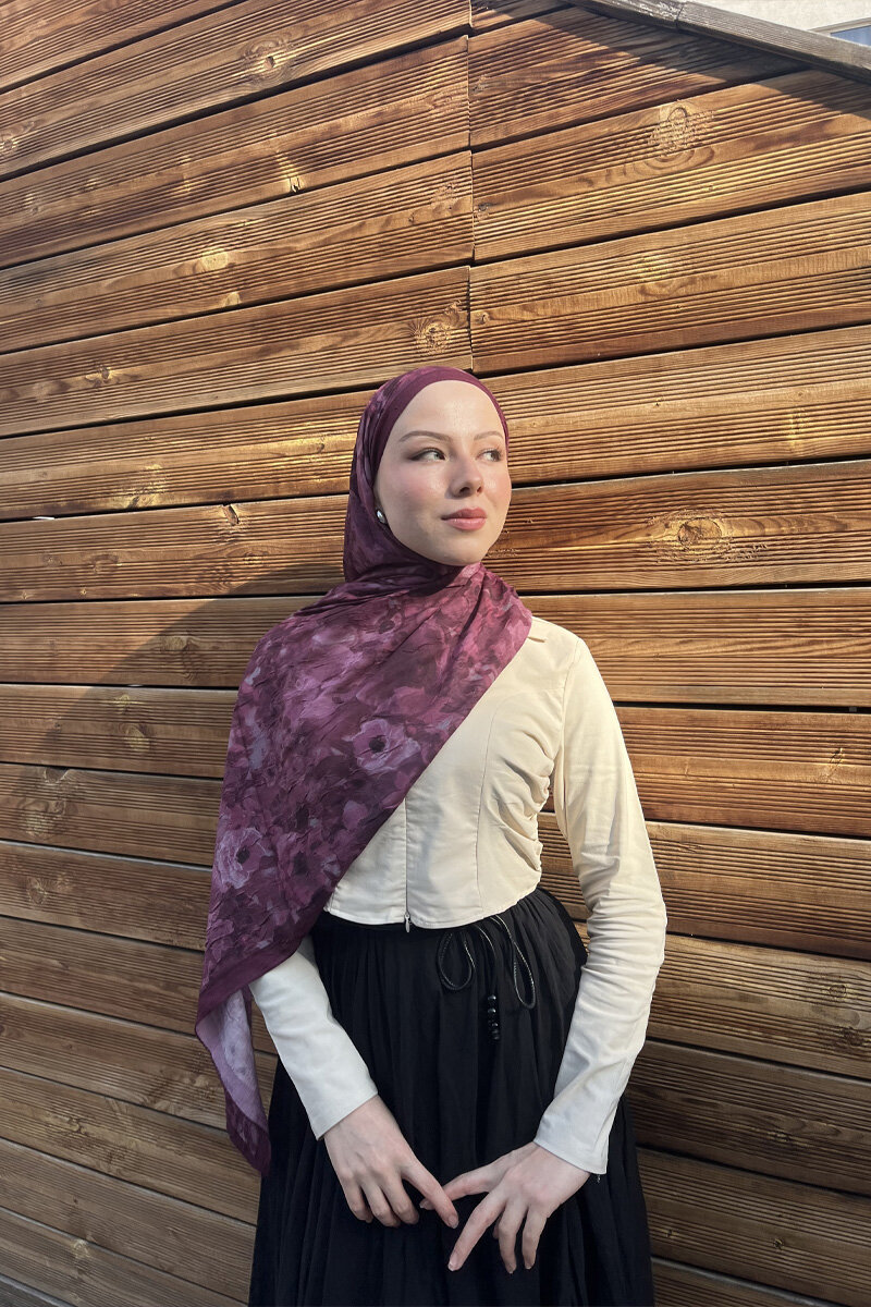 Pretty Kraş Şal - Mürdüm - 4