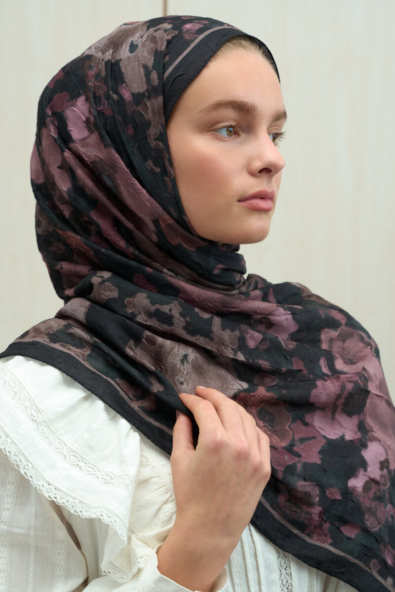 Pretty Kraş Şal - Siyah-Pudra - 4