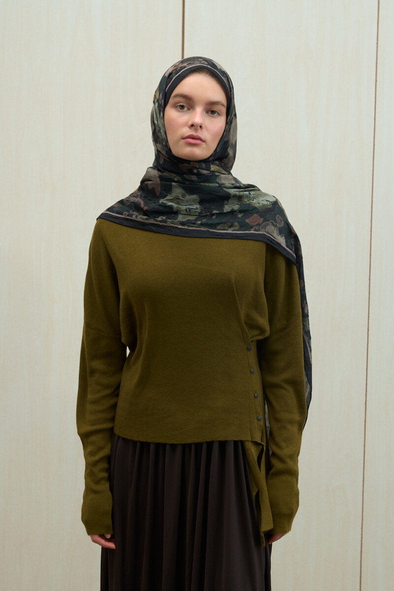 Pretty Kraş Şal - Yeşil-Siyah - 1