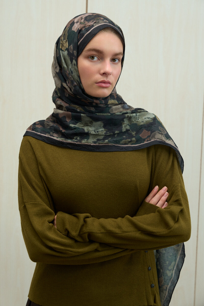 Pretty Kraş Şal - Yeşil-Siyah - 4