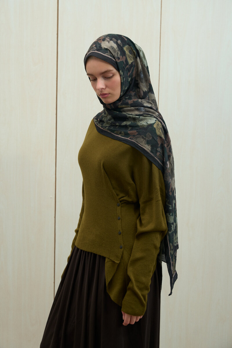 Pretty Kraş Şal - Yeşil-Siyah - 3