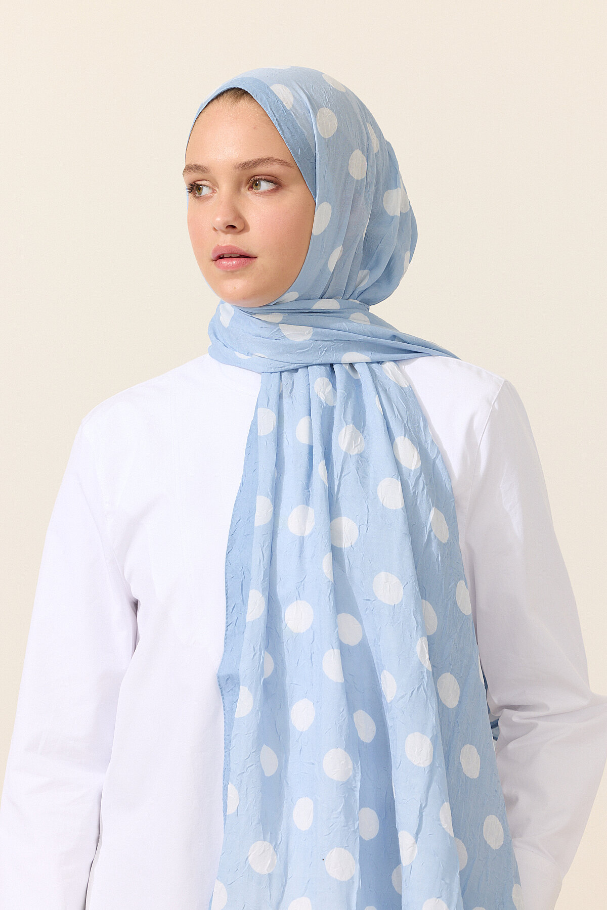 Puantiye Kraş Şal - Mavi - Camellia Scarfs