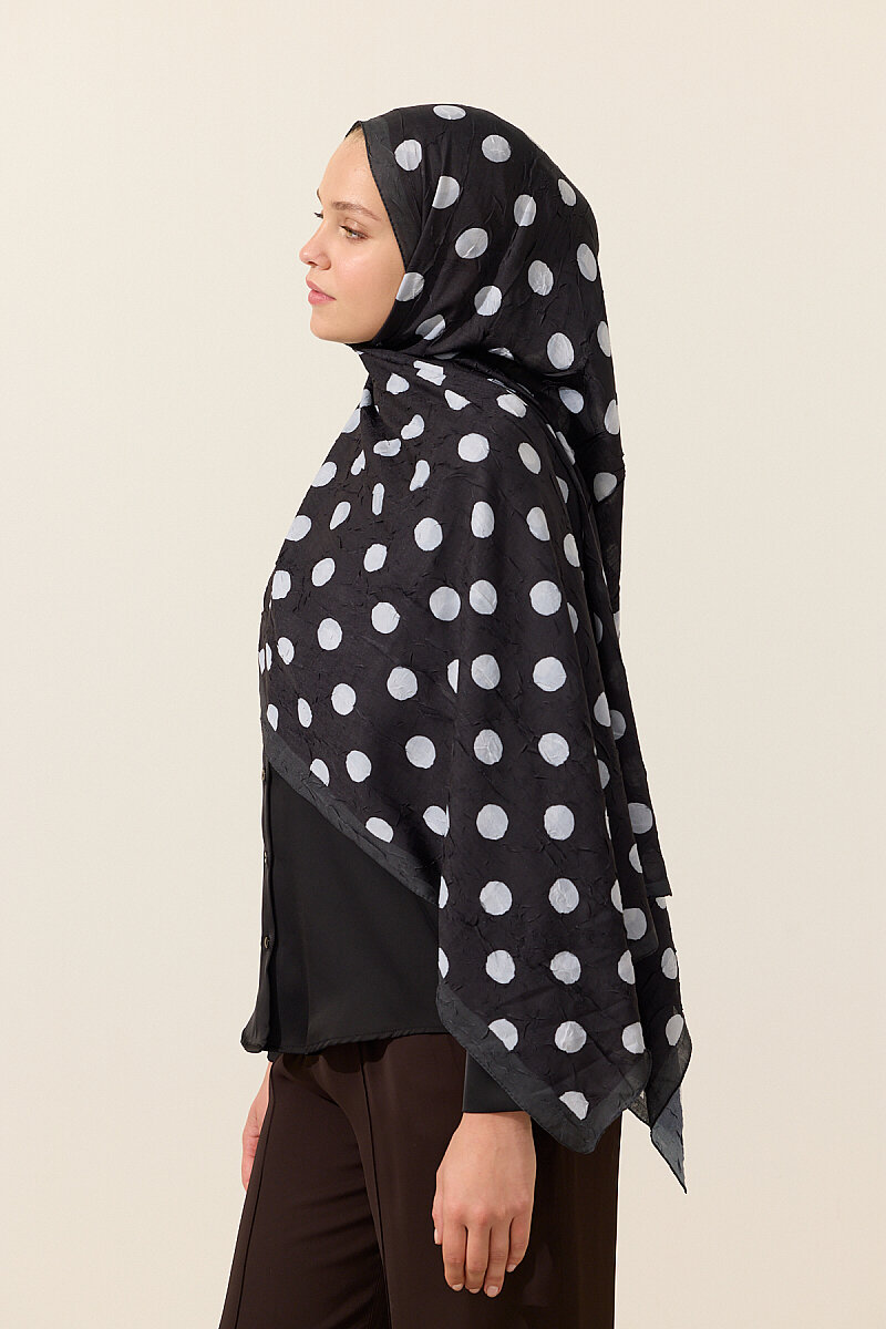 Puantiye Kraş Şal - Siyah - 2