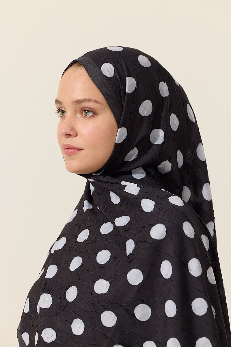 Puantiye Kraş Şal - Siyah - 3