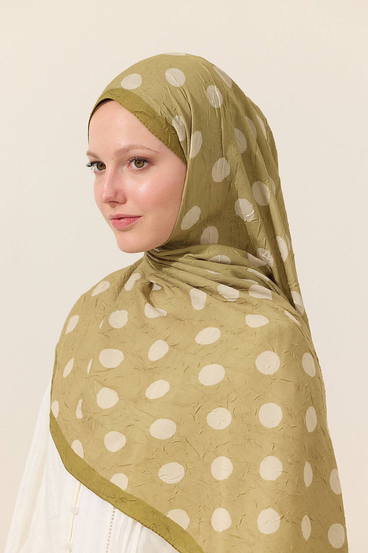 Puantiye Kraş Şal - Yeşil - Camellia Scarfs (1)