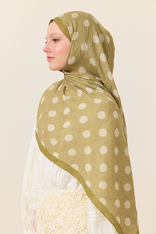 Puantiye Kraş Şal - Yeşil 