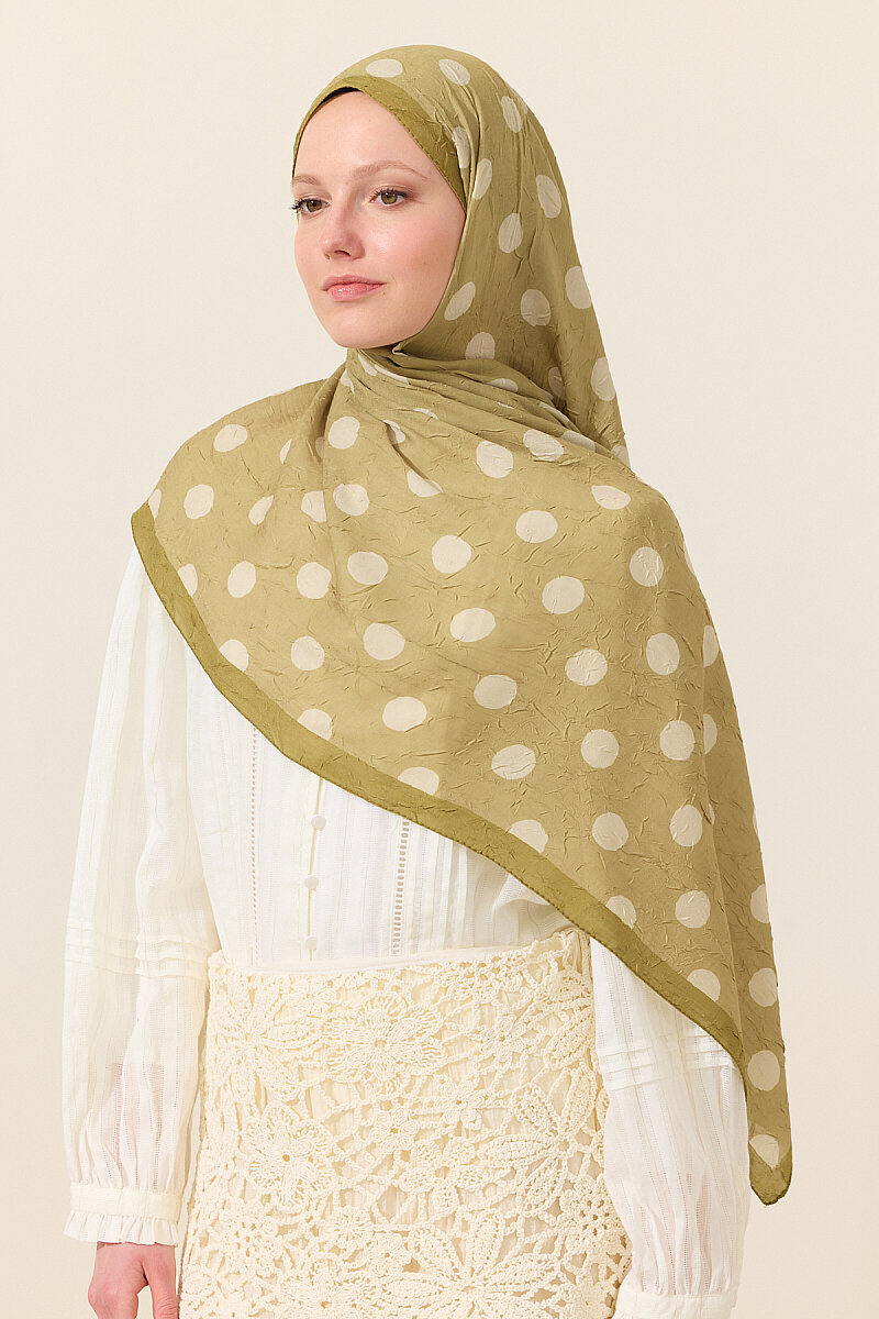 Puantiye Kraş Şal - Yeşil - 3