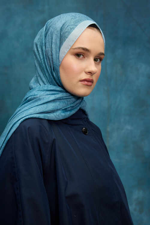 Reflection Soft Şal - Mavi - Camellia Scarfs (1)
