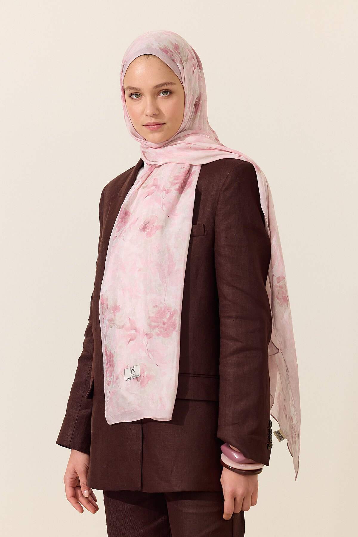 Ria Rami Şal - Pembe - Camellia Scarfs (1)