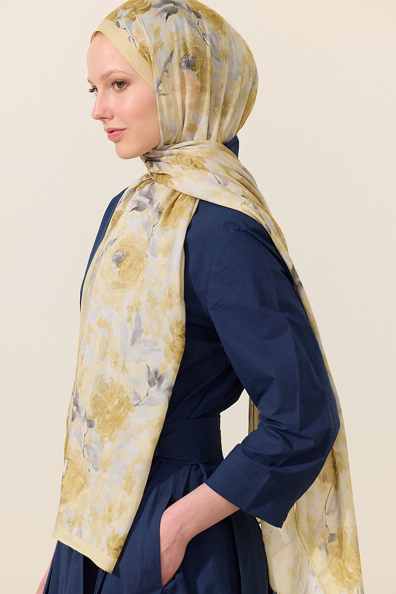 Ria Rami Şal - Sarı Gri - 3