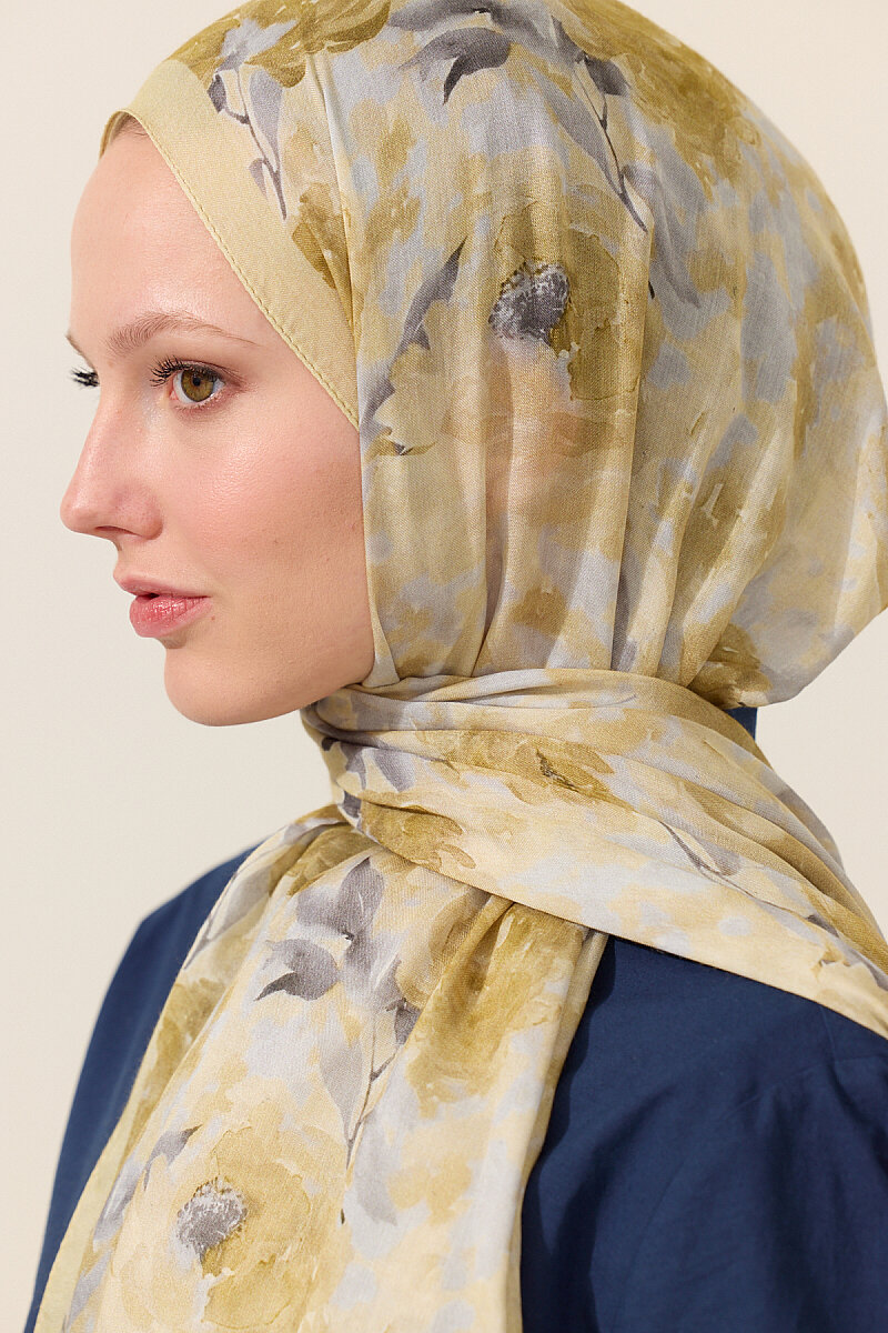 Ria Rami Şal - Sarı Gri - 4