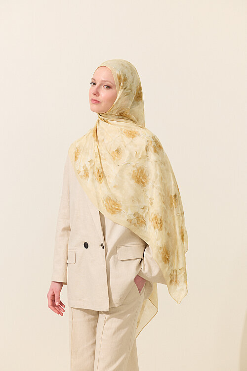 Ria Rami Şal - Tereyağ Sarısı - Camellia Scarfs (1)