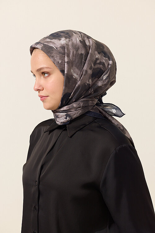 Rosalie Pamuk Viskon Eşarp - Siyah - Camellia Scarfs (1)