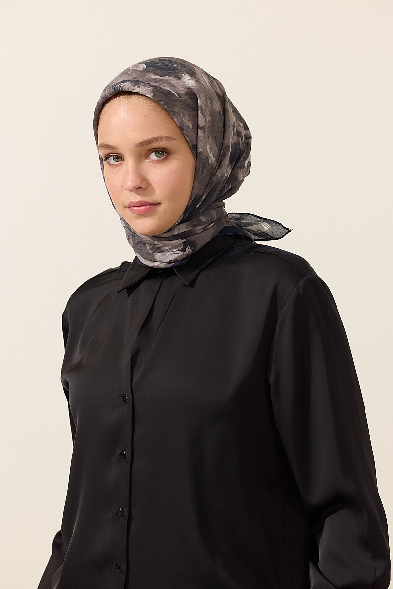 Rosalie Pamuk Viskon Eşarp - Siyah - 1