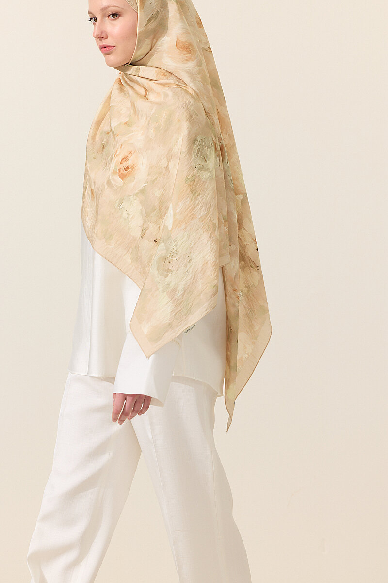 Rosalie Pamuk Viskon Şal - Bej - 3