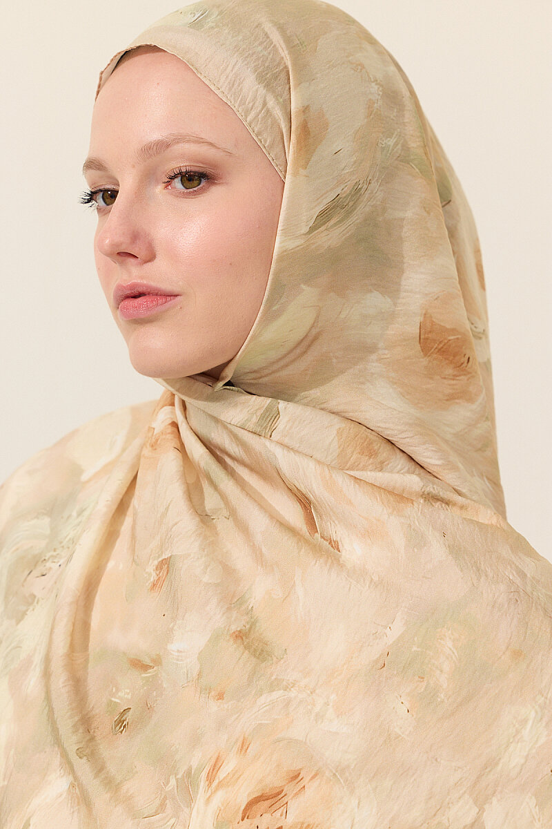 Rosalie Pamuk Viskon Şal - Bej - 4