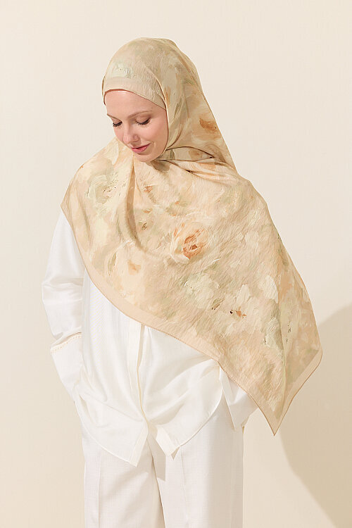 Rosalie Pamuk Viskon Şal - Bej - Camellia Scarfs
