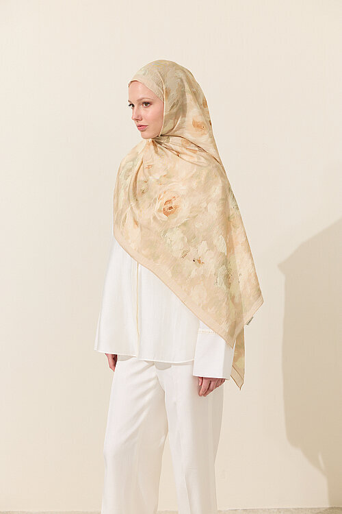 Rosalie Pamuk Viskon Şal - Bej - Camellia Scarfs (1)