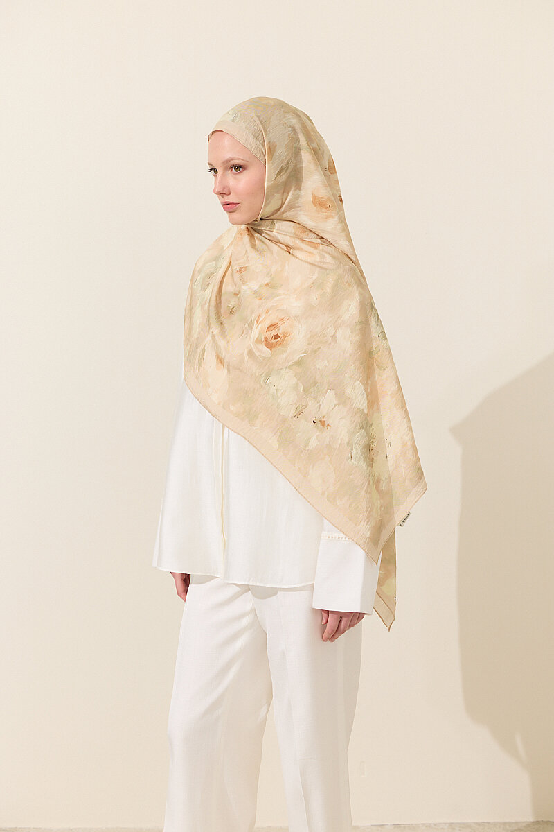 Rosalie Pamuk Viskon Şal - Bej - 2