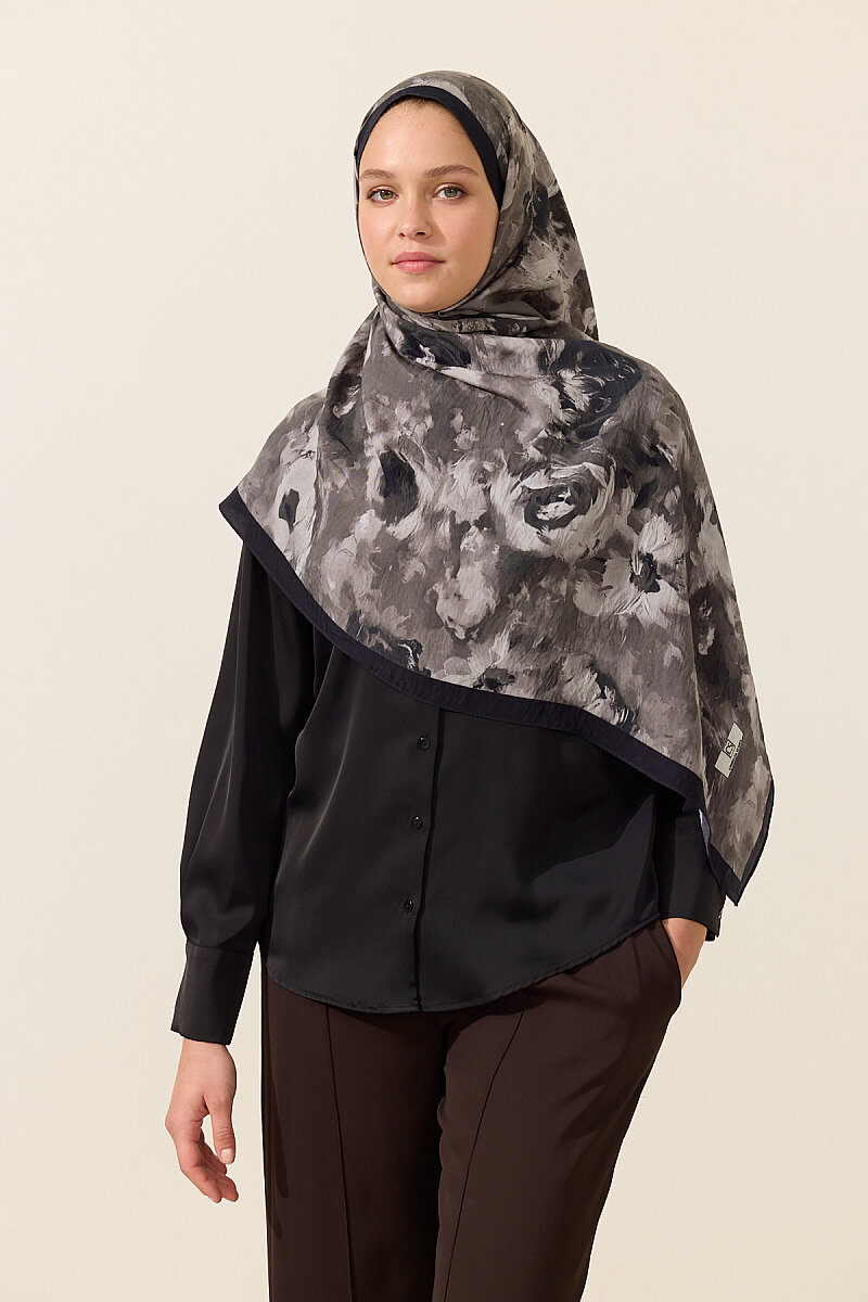 Rosalie Pamuk Viskon Şal - Siyah - 3