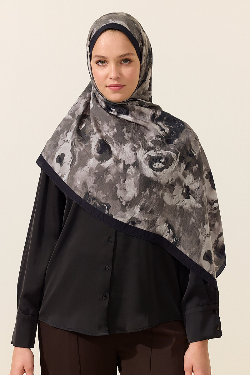 Rosalie Pamuk Viskon Şal - Siyah - 1