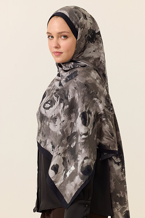 Rosalie Pamuk Viskon Şal - Siyah - Camellia Scarfs (1)