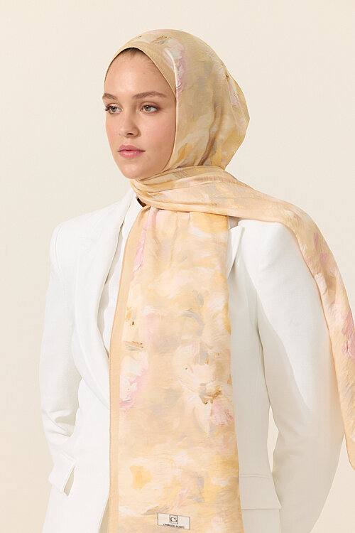 Rosalie Pamuk Viskon Şal - Somon - Camellia Scarfs (1)