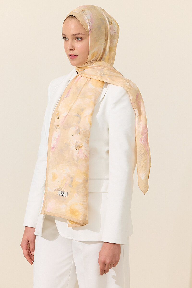 Rosalie Pamuk Viskon Şal - Somon - 3