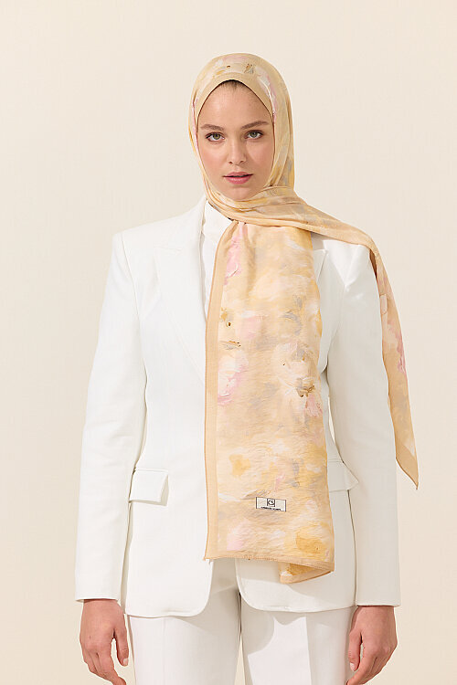 Rosalie Pamuk Viskon Şal - Somon - Camellia Scarfs