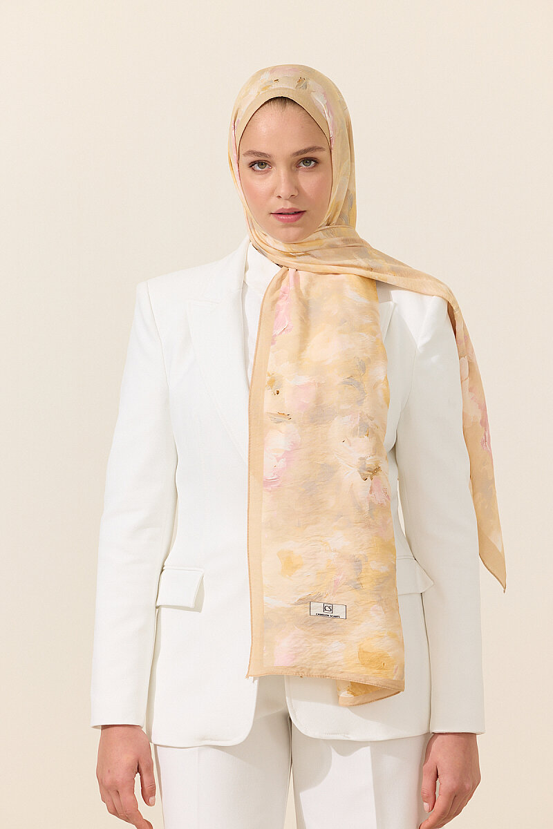 Rosalie Pamuk Viskon Şal - Somon - 1