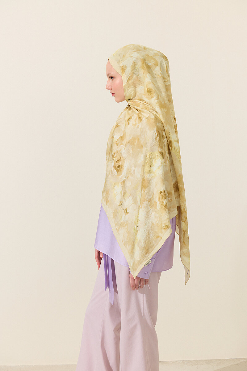 Rosalie Pamuk Viskon Şal - Tereyağ Sarısı - 3