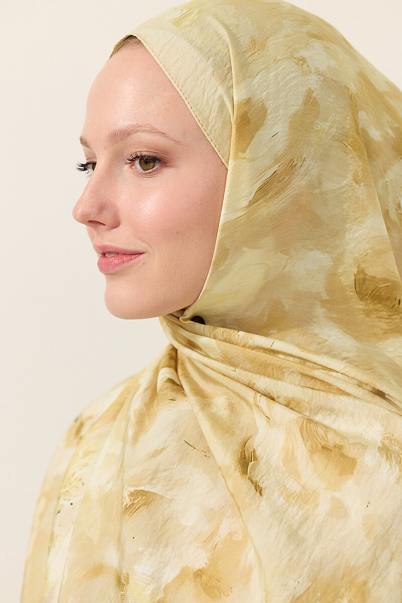 Rosalie Pamuk Viskon Şal - Tereyağ Sarısı - 4