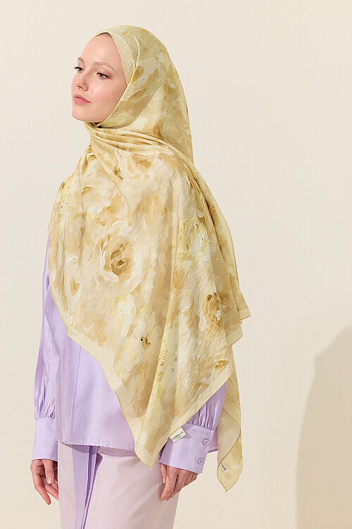 Rosalie Pamuk Viskon Şal - Tereyağ Sarısı - Camellia Scarfs (1)