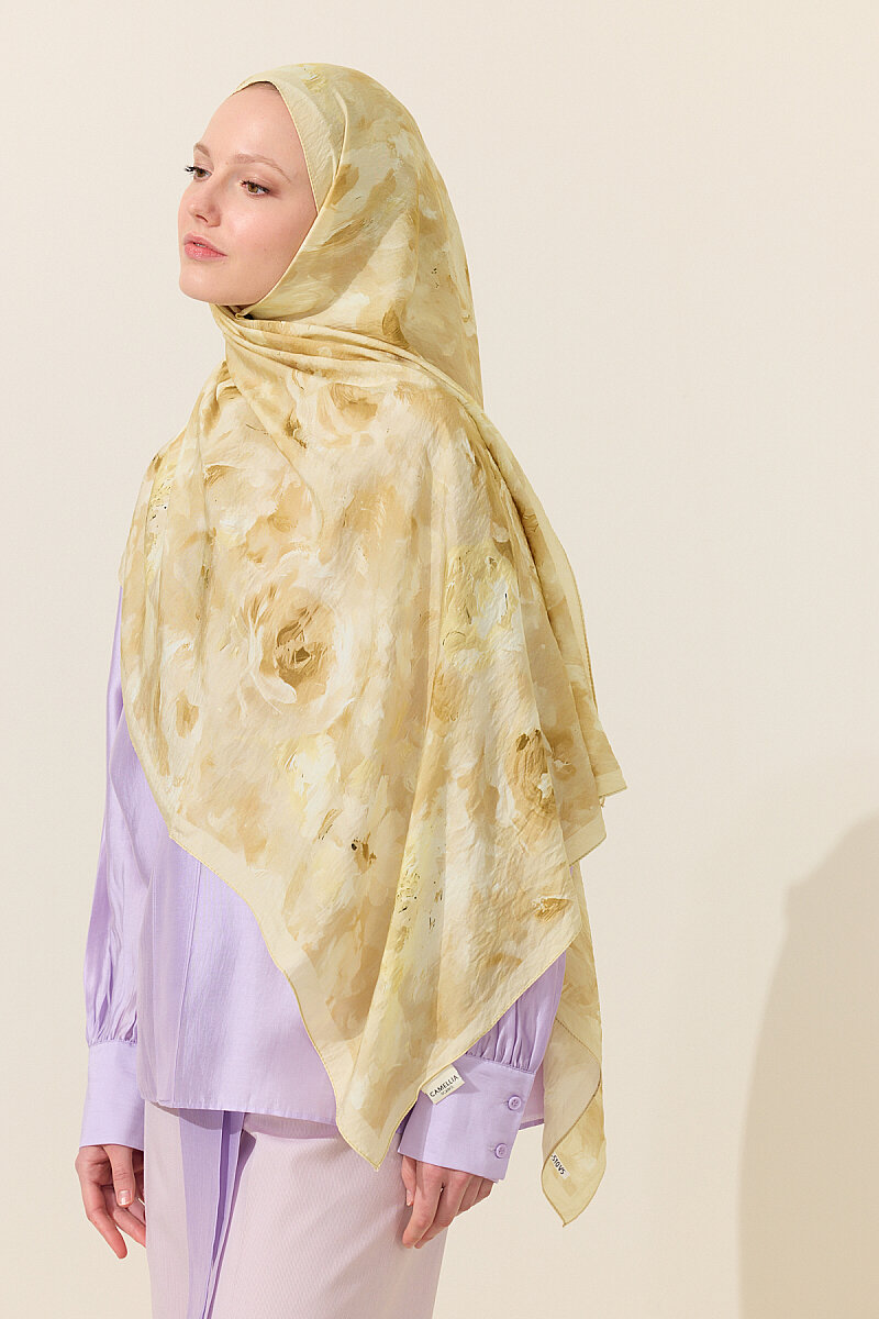 Rosalie Pamuk Viskon Şal - Tereyağ Sarısı - 2