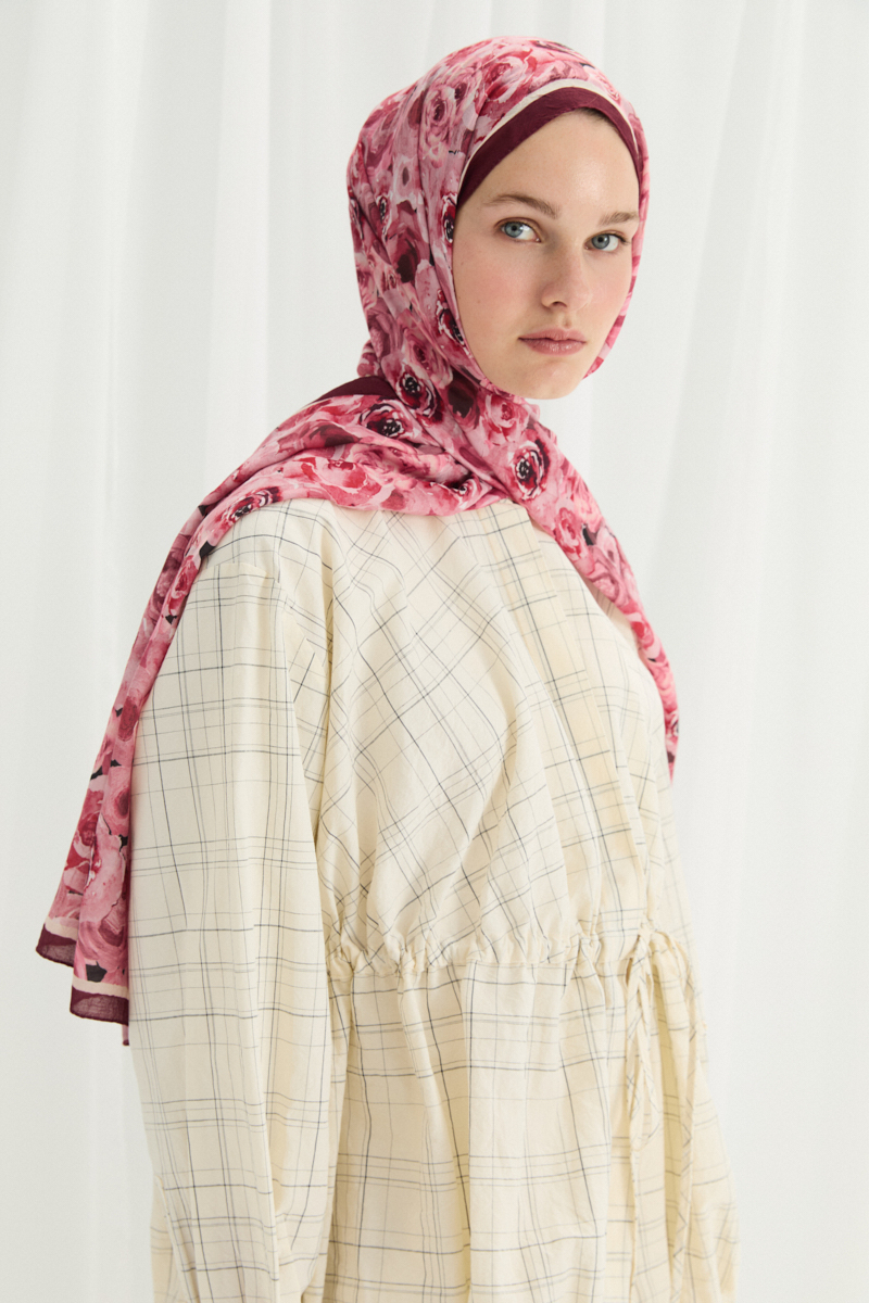 Rosemary Kraş Şal - Bordo - 2