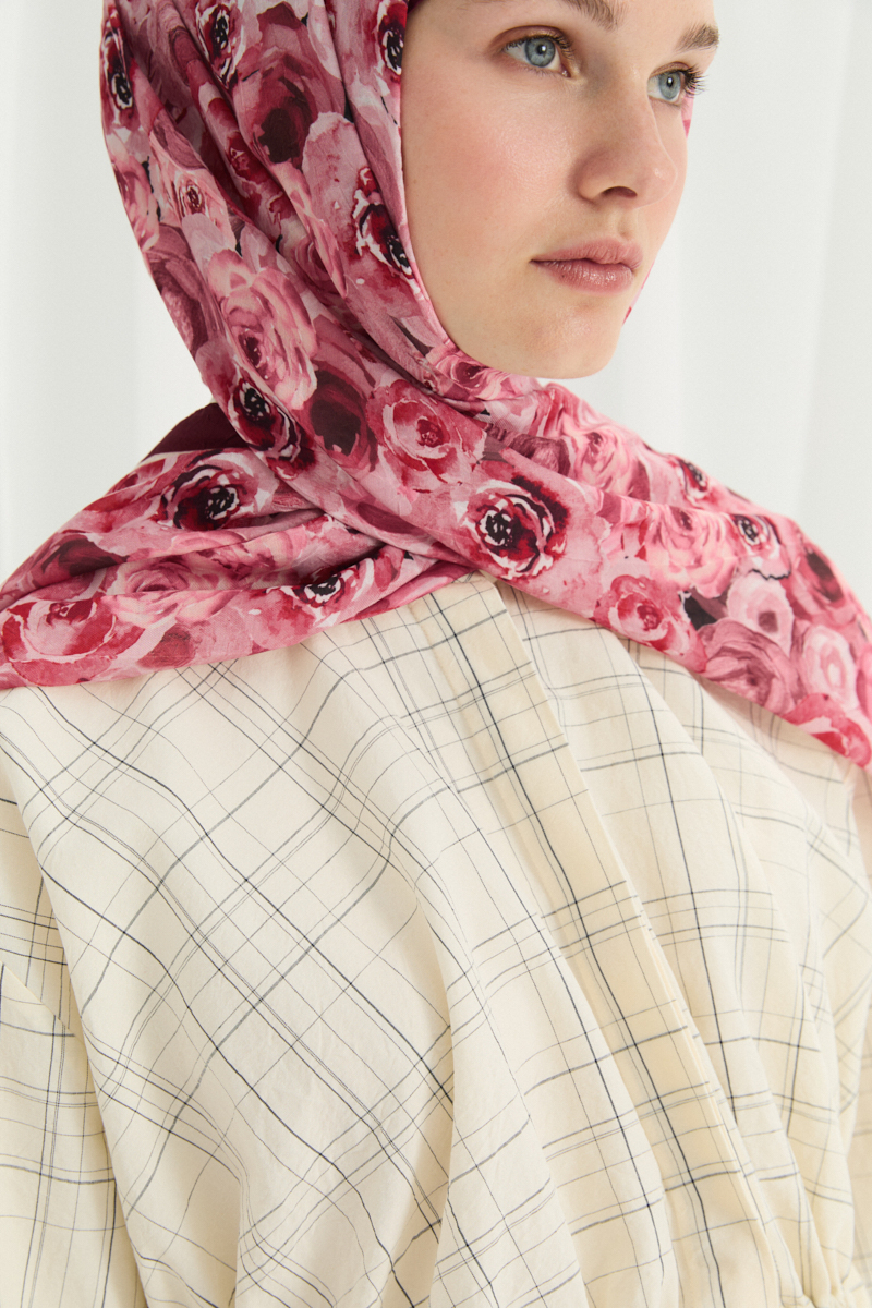 Rosemary Kraş Şal - Bordo - 3