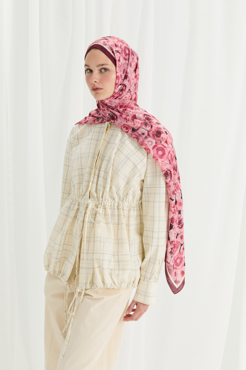 Rosemary Kraş Şal - Bordo - 1