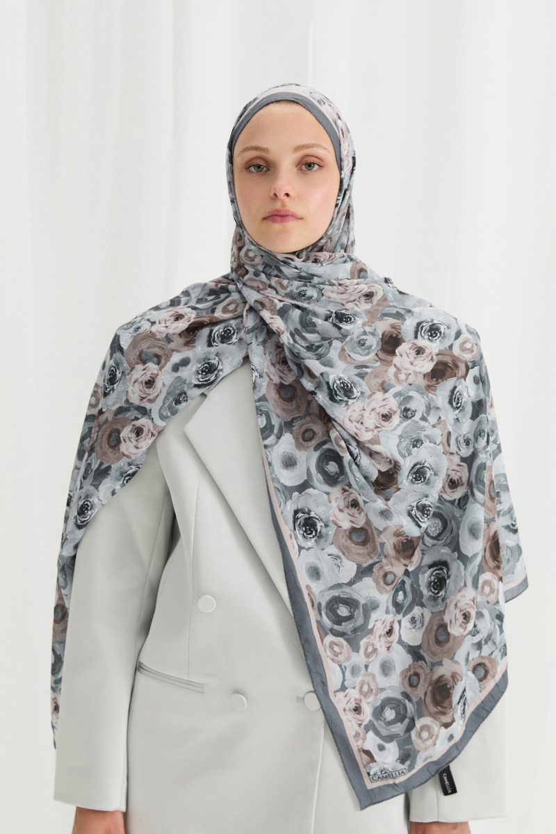 Rosemary Kraş Şal - Gri - 1