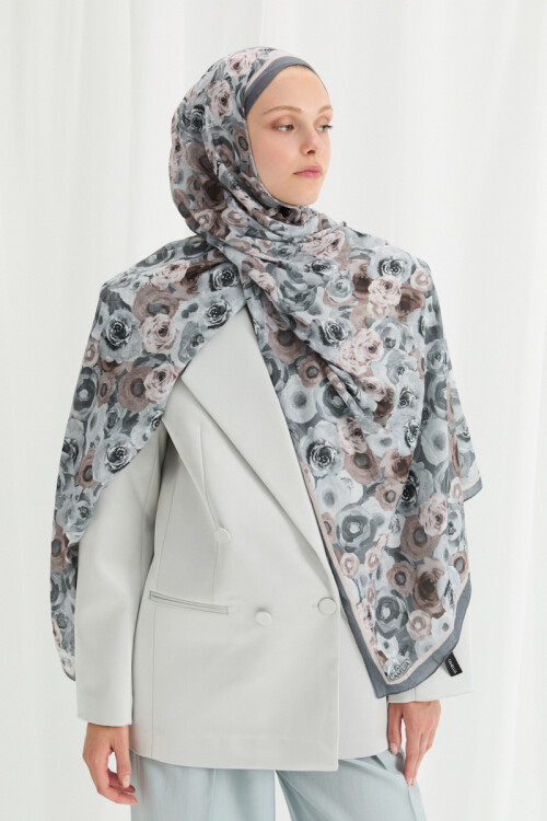 Rosemary Kraş Şal - Gri - Camellia Scarfs (1)