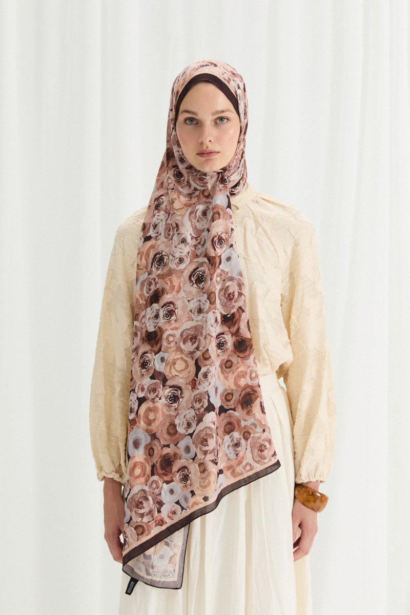 Rosemary Kraş Şal - Kahve - 1