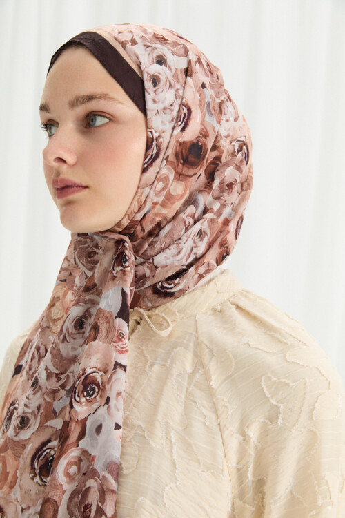 Rosemary Kraş Şal - Kahve - Camellia Scarfs (1)