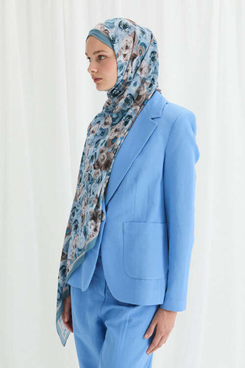 Rosemary Kraş Şal - Mavi - Camellia Scarfs (1)