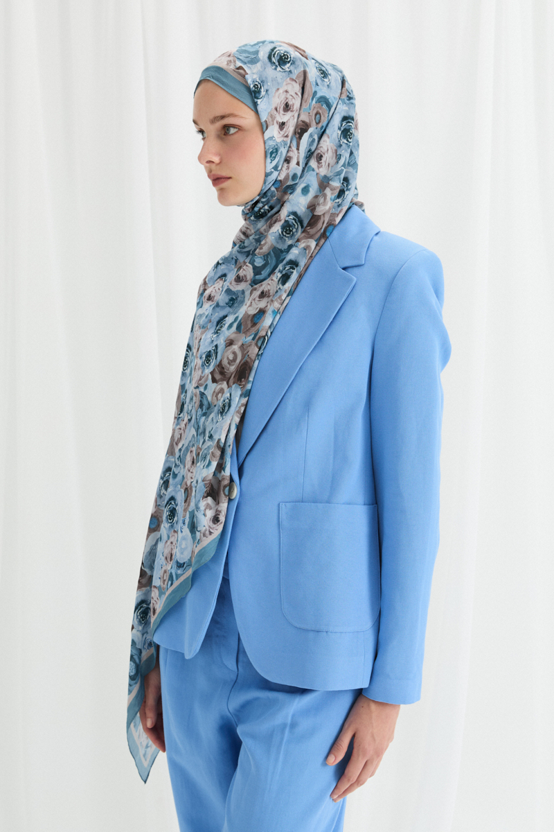 Rosemary Kraş Şal - Mavi - 2