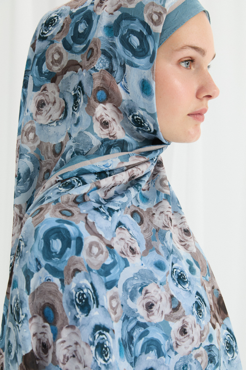 Rosemary Kraş Şal - Mavi - 4