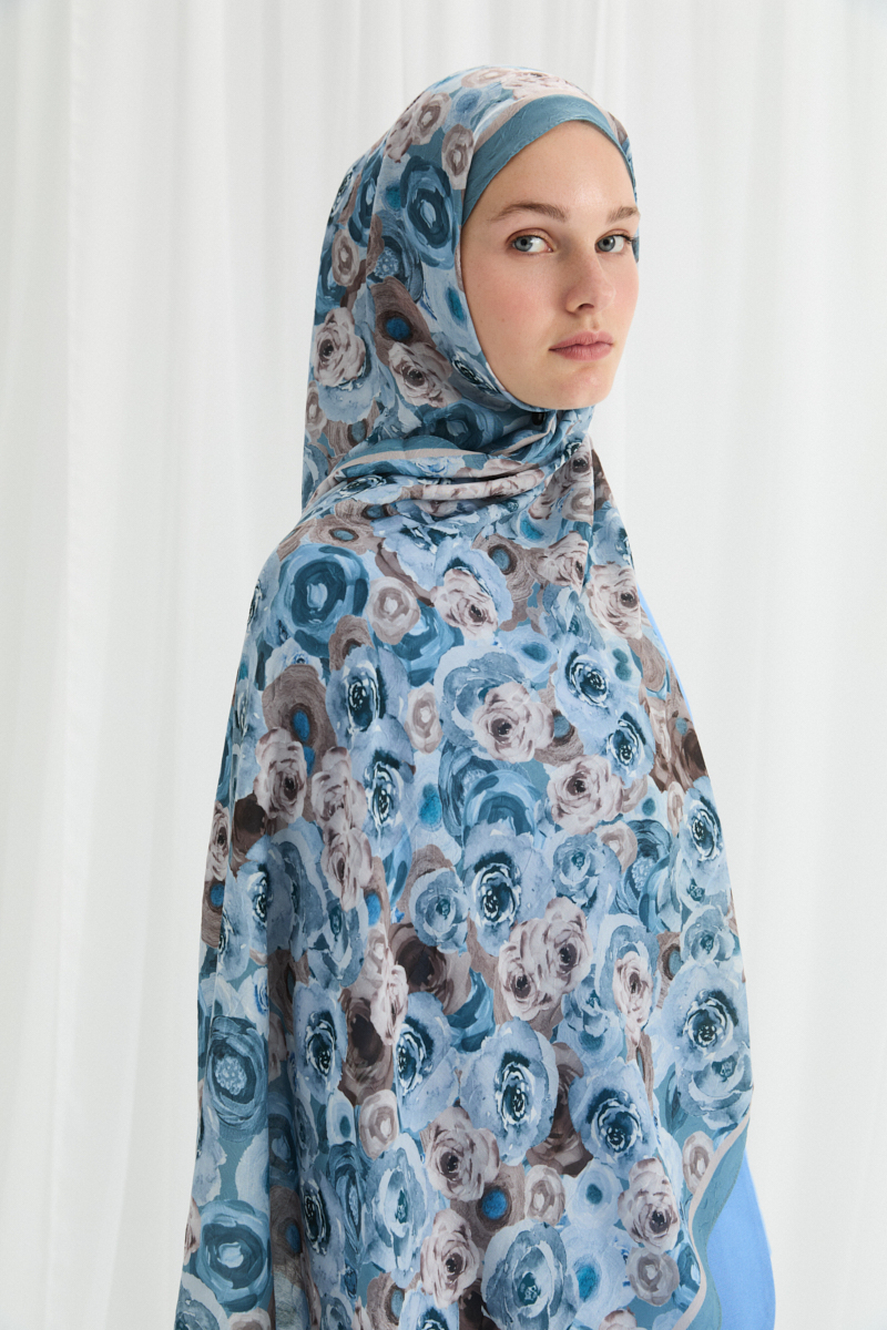 Rosemary Kraş Şal - Mavi - 3