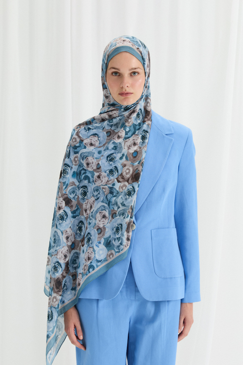 Rosemary Kraş Şal - Mavi - 1