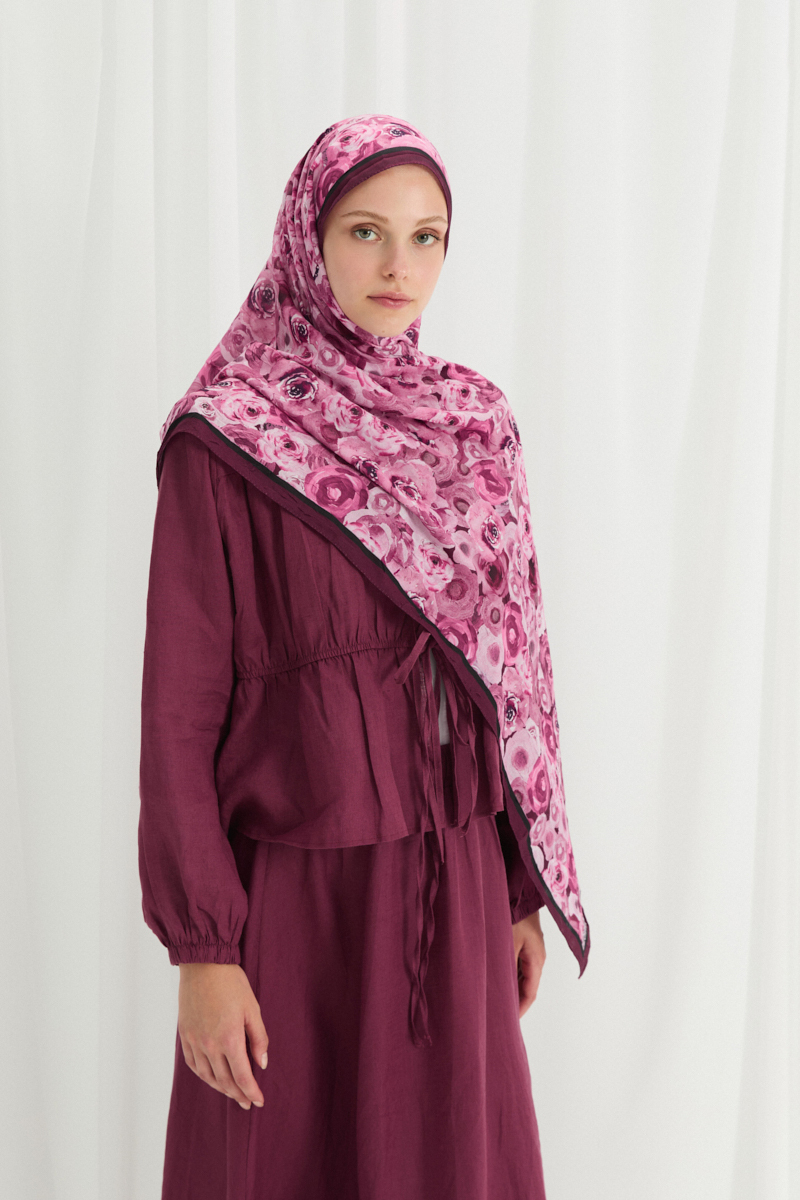 Rosemary Kraş Şal - Mürdüm - 1