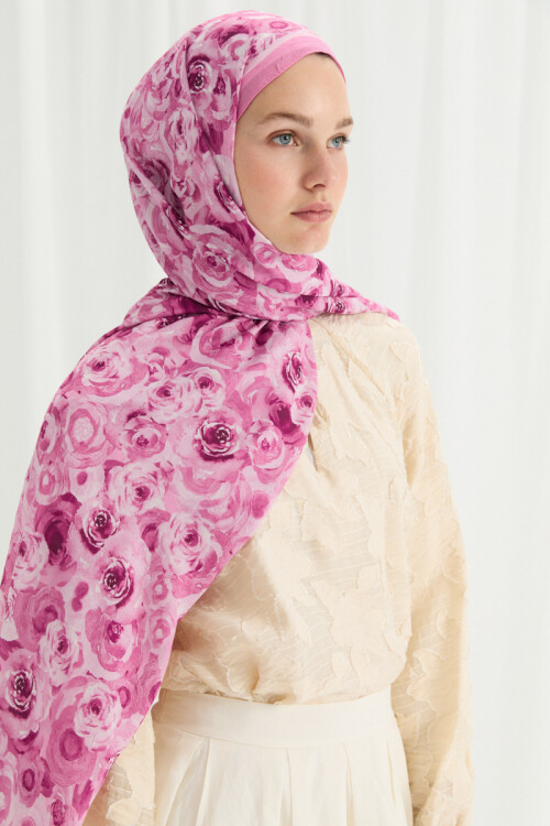 Rosemary Kraş Şal - Pembe - Camellia Scarfs (1)