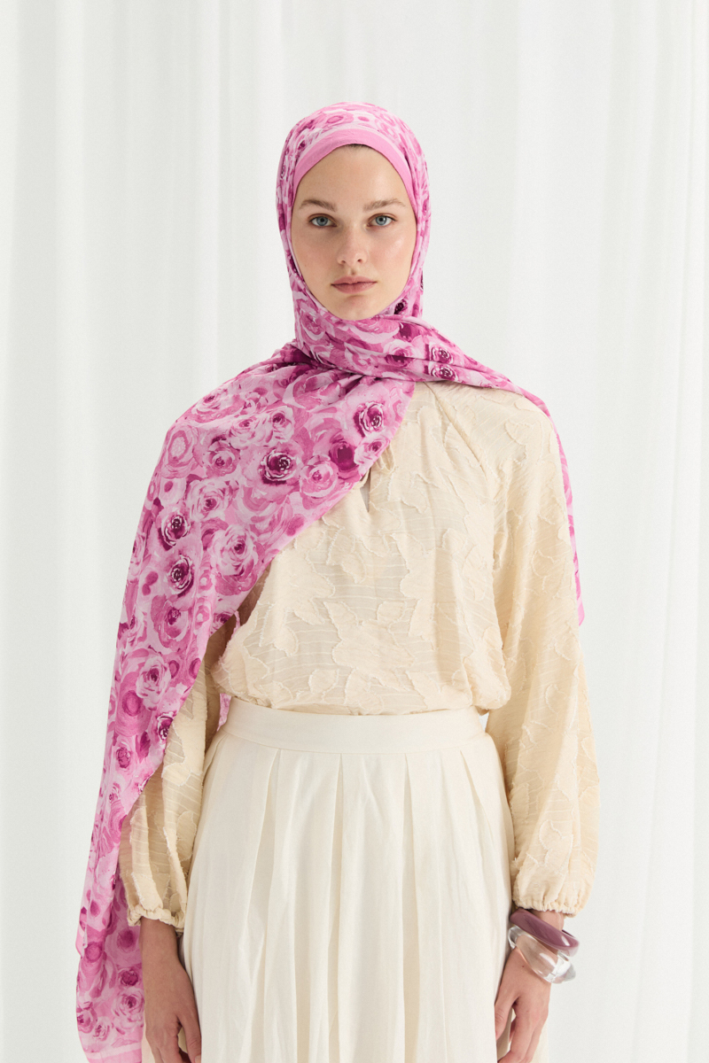 Rosemary Kraş Şal - Pembe - 1